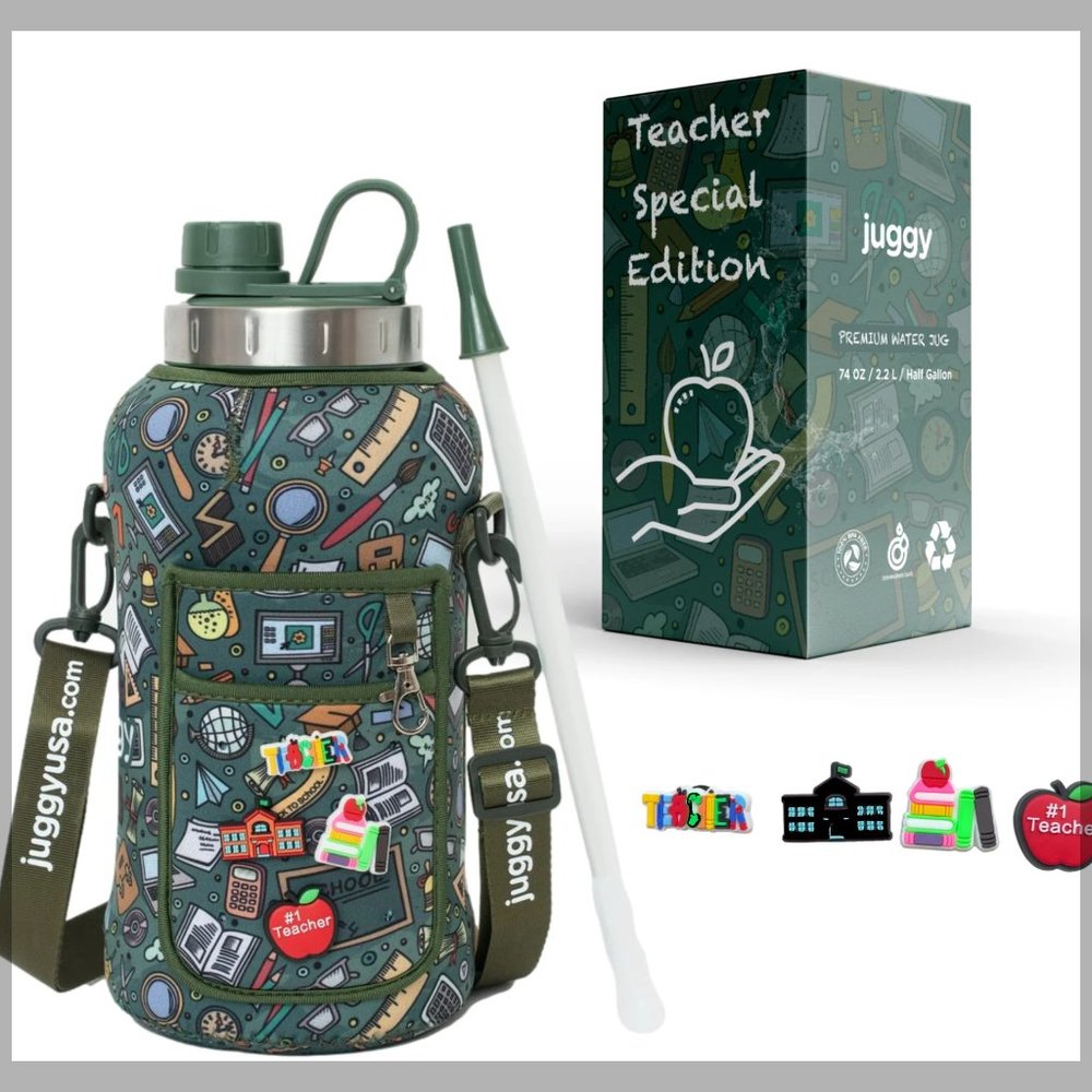 JUGGY 1/2 Gallon water bottle.  Special "Teacher" Edition